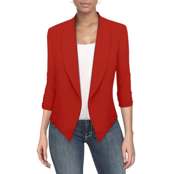 Womens Casual Work Office Open Front Blazer Jacket With Removable Shoulder Pads Jk1133 Rustcoppe Xl