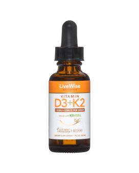 Vitamin D3 With K2 Liquid Drops, All Natural, Non-Gmo, 1208Iu D3 And 25Mcg K2 (Mk7) Per Serving, Support Your Bones, Immune System And Energy Levels, With Or Without Peppermint Oil