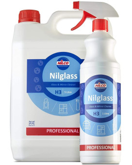 Sdautous Nilco Nilglass Professional H3 Glass & Mirror Cleaner 1 Litre Spray + 5 Litre Refill Set