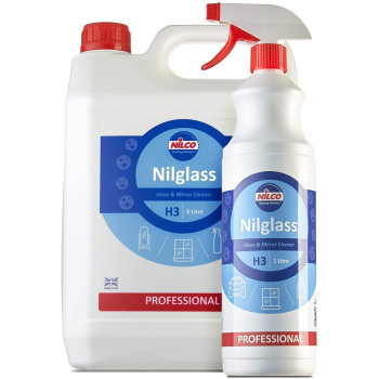 Sdautous Nilco Nilglass Professional H3 Glass & Mirror Cleaner 1 Litre Spray + 5 Litre Refill Set