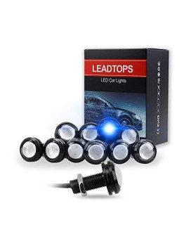 Leadtops 10Pcs 18Mm 12V Eagle Eye Led Car Fog Drl Daytime Running Light Backup Reverse Tail Rock Lights Small Bulb (Blue, Black Case)