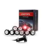 Leadtops 10Pcs 18Mm 12V Red Eagle Eye Led Car Fog Drl Daytime Running Light Backup Reverse Tail Rock Lights Small Bulb (Red Light, Black Case)