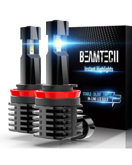 BEAMTECH H11 LED Bulb, 12000LM 60W Fanless In Line H8 H9 6500K Xenon White