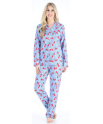 Pajamamania Womens Cotton Flannel Long Sleeve Button-Down Pajamas Pj Set, Cardinal, 2X,