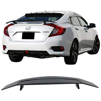 Trunk Spoiler Compatible With 2013-2016 Dodge Dart, Painted Glossy Black Abs Spoiler Wing Rear Trunk Lip By Ikon Motorsports, 2014 2015