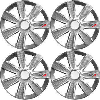 Versaco Car Wheel Trims Gtxcarbon16 - Silver 16 Inch 7-Spoke - Boxed Set Of 4 Hubcaps - Includes Fittingsinstructions