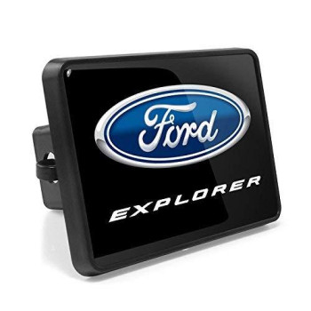 Ipick Image, Compatible With - Ford Explorer Uv Graphic Black Metal Face-Plate On Abs Plastic 2 Inch Tow Hitch Cover