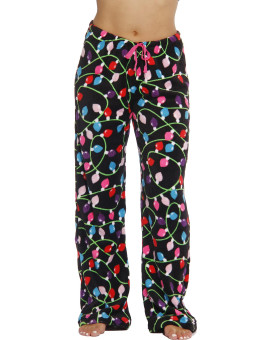 6339-10122-Xl Just Love Womens Plush Pajama Pants - Petite To Plus Size Pajamas,Black - Light Up,X-Large