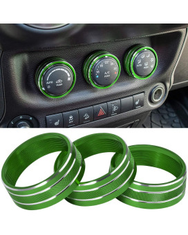 Audio Air Conditioning Button Cover Decoration Twist Switch Ring Trim For Jeep Wrangler Jk Jku Patriot 2011-2018, Compass 11-16, Liberty 08-12, Dodge Challenger 08-14 Interior Accessories (Green)