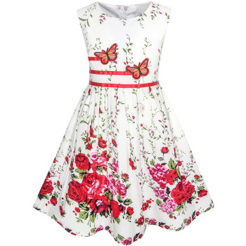 Sunny Fashion Kh35 Girls Dress Flower Party Size 11-12 White