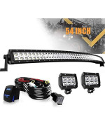 Keenaxis 54Inch 54 312W Led Light Bar Offroad W/Rocker Switch Wiring Harness + 2Pcs 4 In Pods Cube Driving Lights Fog Lamp For Trucks Ford 4X4 Tundra Chevy Off Road