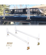 Ecotric Adjustable Van Roof Ladder Rack 500Lbs 2 Bars For Chevy Dodge Ford Gmc Express 77