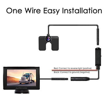 Auto-Vox M1 4.3 Tft Lcd Monitor Backup Camera Kit, Easy One-Wire Installation, Ip 68 Waterproof Camera For Truck, Sedan