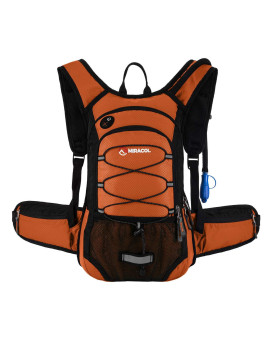 Hydration Pack Hiking Water Backpack - Miracol Hiking Backpack With 2L Bladder - Insulated Lightweight Hydration Backpack Dark Orange