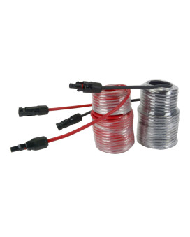 Temco 50' Red + 50' Black 10 Awg/Gauge Solar Panel Extension Cable With M/F Solar Connector Ends (Variety Of Lengths Available)