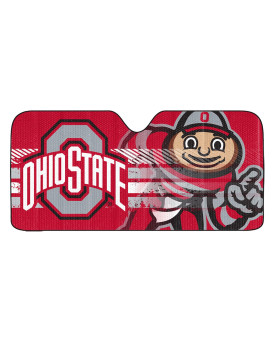 Fanmats 60020 Ncaa Ohio State Buckeyes Windshield Sun Auto Shade, Sun Shield Sun Visor Accordion Tri-Fold For Storage 59 X 295, Colorful Team Design