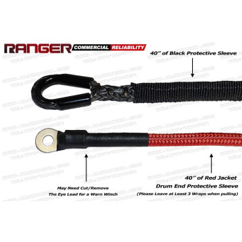 RANGER ULTRANGER SY45 7500 LBs 1/4" x 50' UHMWPE Synthetic Winch Rope 6MM x 15Meter for UTV/ATV Winch