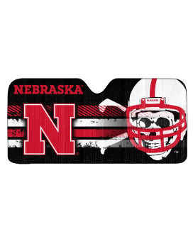 Fanmats 60018 Ncaa Nebraska Cornhuskers Windshield Sun Auto Shade, Sun Shield Sun Visor Accordion Tri-Fold For Storage 59 X 295, Colorful Team Design