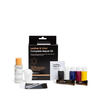 Complete Leather Repair Kit (Dark Brown) -12 Colour Options For Sofas, Car Seats - Matches All Shades Of Leather - Patch, Fill & Touch Up Scratches, Tears And Other Damaged Areas