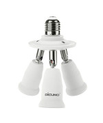 Dicuno 3 In 1 E26 Light Socket Splitter Adapter, Standard Base Led Bulb Converter, 360 Degrees Adjustable 180 Degree Bendable, 3 Way Bulbs Socket Holder
