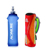 Geila Handheld Water Bottle For Running, 17 Oz Grip Handheld Bottle With Hand Strap Hydration Pack, Sport Soft Flask, Orange