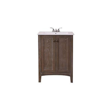 Elegant Decor VF-2004 Single Bathroom Vanity Set, 24", Weathered Oak/VF-2004