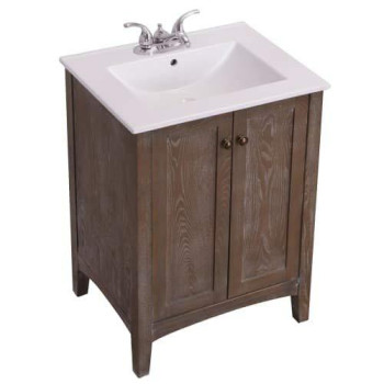 Elegant Decor VF-2004 Single Bathroom Vanity Set, 24", Weathered Oak/VF-2004