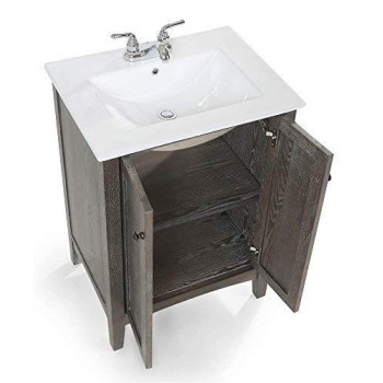 Elegant Decor VF-2004 Single Bathroom Vanity Set, 24", Weathered Oak/VF-2004