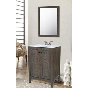 Elegant Decor VF-2004 Single Bathroom Vanity Set, 24", Weathered Oak/VF-2004