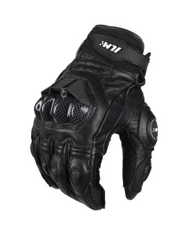 Ilm Air Flow Leather Motorcycle Gloves Touchscreen For Men And Women Model-Grc01 (M, Black)