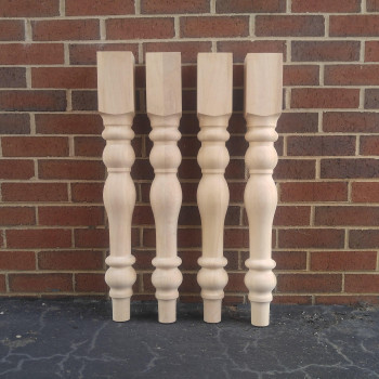 Unfinished Cottage Farmhouse Dining Table Legs- Set Of 4 Turned Legs- Design 59 Inc