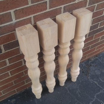 Unfinished Cottage Farmhouse Dining Table Legs- Set Of 4 Turned Legs- Design 59 Inc