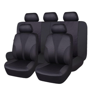 Flying Banner Car Seat Covers Full Cover Universal Fit Car Truck Suv Van Hot Stamp Breathable Rear Bench Split Polyester Fabric (Full Set -- Low Back -- Fabric, Black Black)