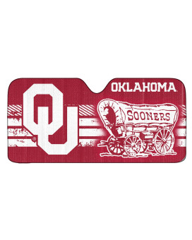 Fanmats 60022 Ncaa Oklahoma Sooners Windshield Sun Auto Shade, Sun Shield Sun Visor Accordion Tri-Fold For Storage 59 X 295, Colorful Team Design