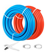 Happybuy PEX Tubing Pipe 2 Rolls of 1/2 Inch X 100 Feet PEX Tubing Non Oxygen Barrier Radiant Floor PEX Pipe Radiant Heat Floor Heating Plumbing Cold and Hot Water Tubing