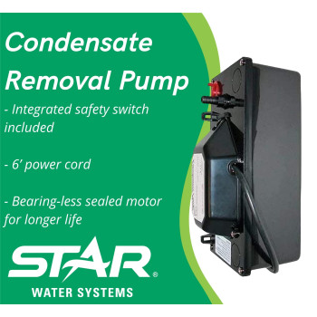 Star COND1 1/6 HP Automatic Condensate Removal Pump with Safety Switch (Low Profile) Multi-Purpose for HVAC, Dehumidifier, Furnace, Air Conditioner Condensation, 78 GPH