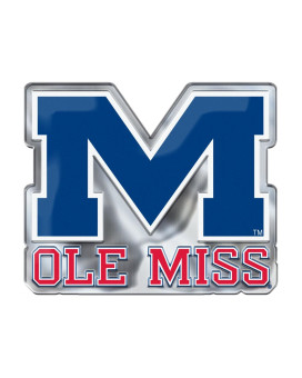 Fanmats 60644 Ole Miss Rebels Heavy Duty Aluminum Embossed Color Emblem, Auto Emblem Decal - Alternate