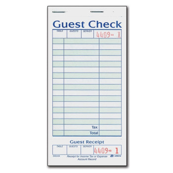 Adams SA540A Guest Check With Stub ( 50 Checks Per Pad)