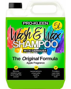 Pro-Kleen 5 Litres Carnauba Wash And Wax Shampoo (Green - Apple Fragrance)