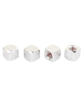 Tomall Tyre Air Valve Dustproof Caps,Dice Style Tire Valve Stem Caps For Auto Moto Bicycle Aluminum Alloy Silver 4Pcs