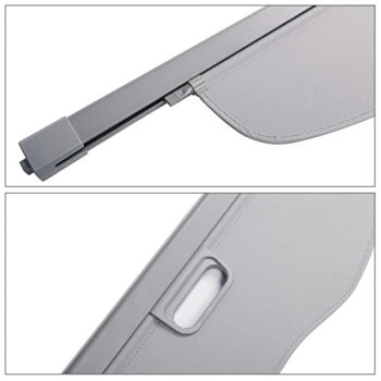 Cargo Cover Compatible With 2007-2013 Acura Mdx, Factory Style Gray Retractable Rear Cargo Security Trunk Cover Grey By Ikon Motorsports, 2008 2009 2010 2011 2012