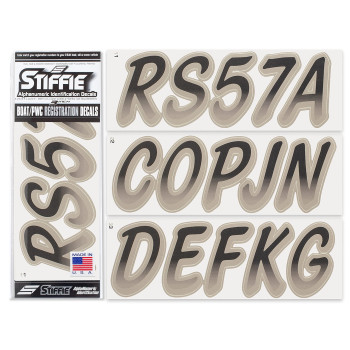 Stiffie Whipline Blackpewter 3 Alpha-Numeric Registration Identification Numbers Stickers Decals For Boats Personal Watercraft