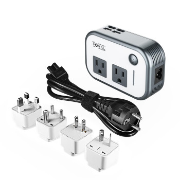 Foval Power Step Down 220V To 110V Voltage Converter With 4-Port Usb International Travel Adapter For China Uk European Etc - [Use For Us Appliances Overseas]