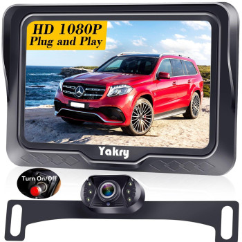 Yakry Backup Camera Plug And Play: Color Image Clear Night Vision Hitch Rear View Camera Diy Parking Lines Hd 1080P 4.3'' Monitor Reverse Camera Waterproof Led On/Off For Car Truck Suv Tractor Y11