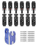 Bougerv 12 Pcs Solar Connectors With Spanners Solar Panel Cable Connectors 6 Pairs Male/Female(10Awg)