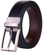 Beltox Fine Mens Dress Belt Leather Reversible 125 Wide Rotated Buckle Gift Box (26-28, Blackbrown)