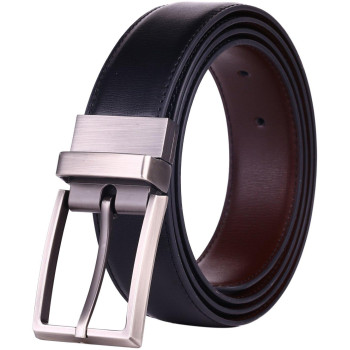 Beltox Fine Mens Dress Belt Leather Reversible 125 Wide Rotated Buckle Gift Box (26-28, Blackbrown)