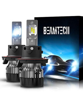 Beamtech H13 Led Bulbs, 10000Lm 60W 6500K Extremely Super Bright 9008 30Mm Heatsink Base Csp Chips Conversion Kit,Xenon White Small Size Halogen Replacement