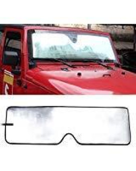 Front Windshield Sunshade Sun Shade Compatible with 1996-2019 Jeep Wrangler Rubicon Sahara TJ JK JKU 2 Door & 4 Door Heat Shield Windshield Custom-fit Sunshade Sun Visor Mat