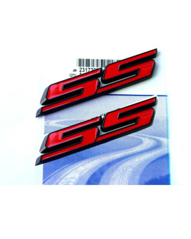 2Pcs Oem Black Ss Emblem 3D Badge Decal Compatible With Camaro Ss Sierra Flat Matte Red